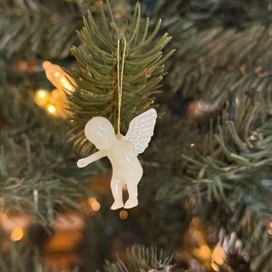 Vintage 1971 Tiny Cream Angel Cherub Ornament
